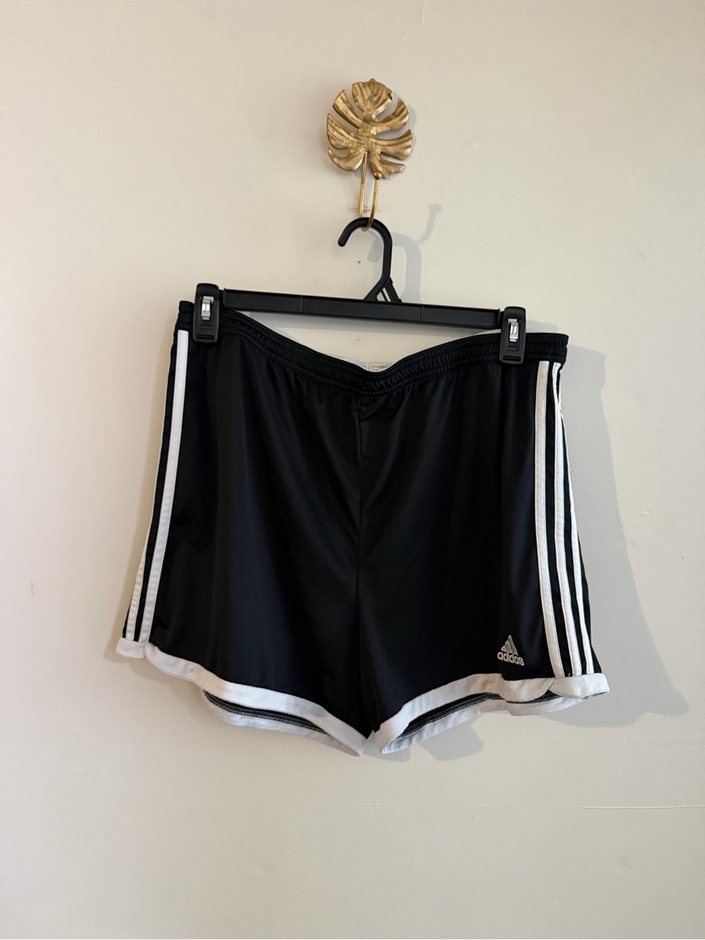 adidas Black Athletic Shorts with White Stripes